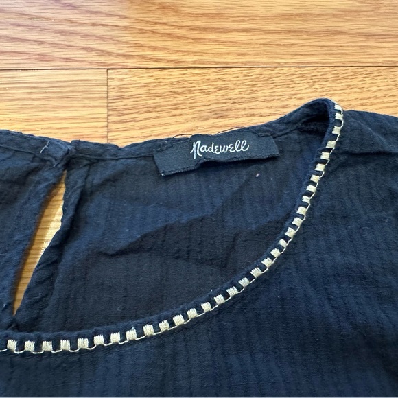 Madewell Black Embroidered Folk Blouse Size Medium - Picture 4 of 6